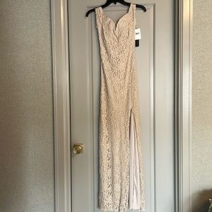Nude gold gown NWT
